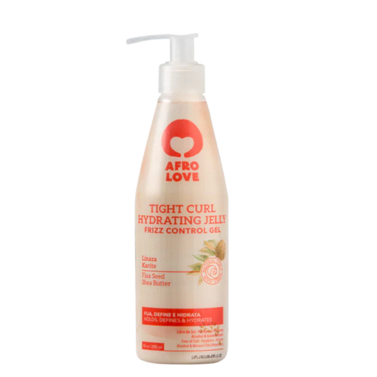 Soy Tight Curl de Afro Love, el gel hidratante que adora los crespos definidos, sin frizz y con brillo. Mi fórmula está enriquecida con aceite de linaza y manteca de karité. No te preocupes, no dejaré tu cabello rígido si encuentras la cantidad adecuada. Puedes mezclarme con agua, tu crema de peinar favorita o usarme por sí solo. Si estás en transición, me amarás por el cuidado que brindo. Descubre cómo lucir unos crespos hermosos con mi hidratación especializada.